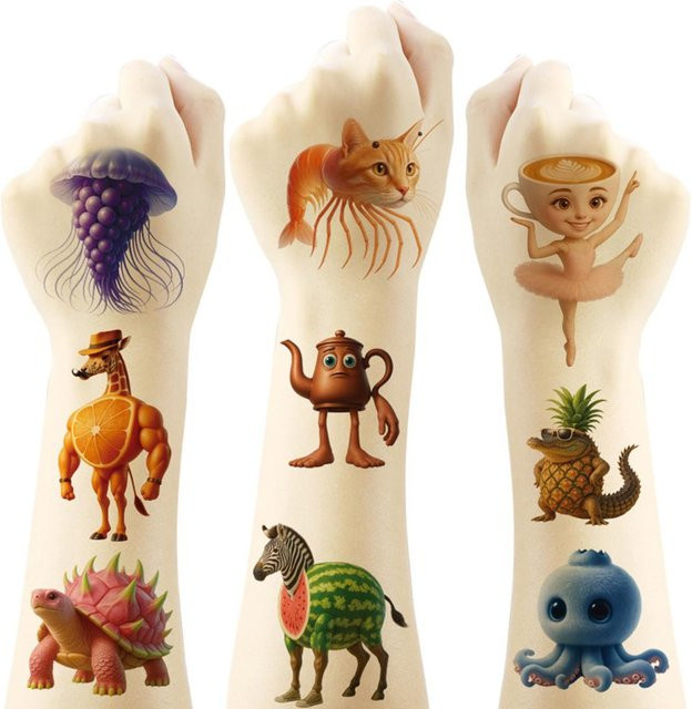 Binchi Outdoor Product, Abstrakte Tier-Tattoo-Aufkleber, 20 Stück - Bild 1