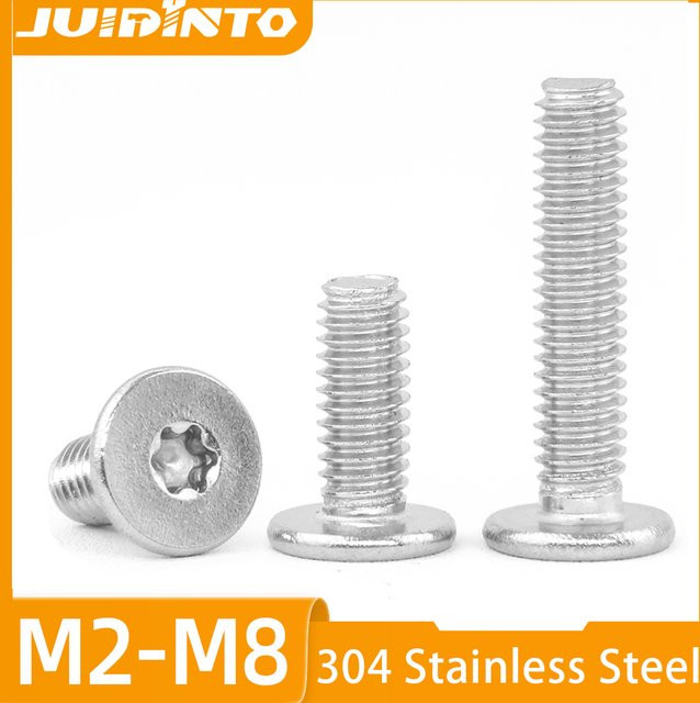 JUIDINTO Ultra-Low-Torx-Kopfschrauben aus Edelstahl A2-70, flacher Wafer-Kopf, Farbe Silber, Material Edelstahl 304 - Bild 1
