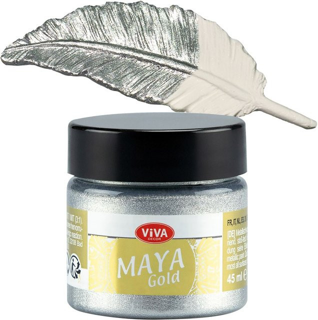 Viva Decor Maya Gold Effektfarbe in Gold und Silber, 45 ml, satin-glänzend - Bild 1