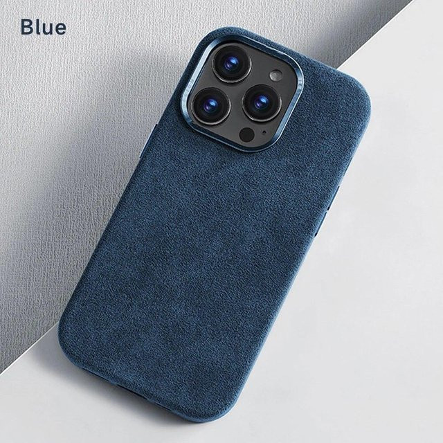Magnetische Luxus-Lederhülle für iPhone 15 Pro Max 14 13 12 Pro mit MagSafe-Unterstützung und Wildleder-Finish in Blau von Xiangyun - Bild 1