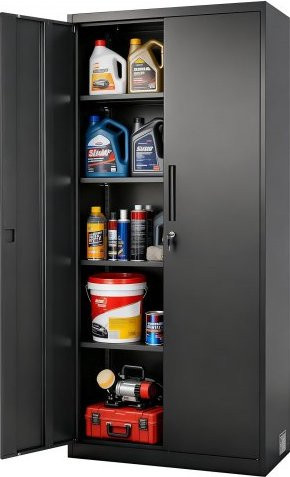VEVOR Metall Aktenschrank Schwarz mit 4 verstellbaren Einlegeböden und Schloss, B/T/H: 80 x 40 x 175 cm - Bild 1