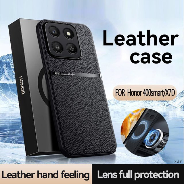 Magnetische Leder-Handyhülle mit Autohalterung für Honor 400, Honor 400 Pro und Honor 400 Lite in Schwarz oder Gelb - Bild 1