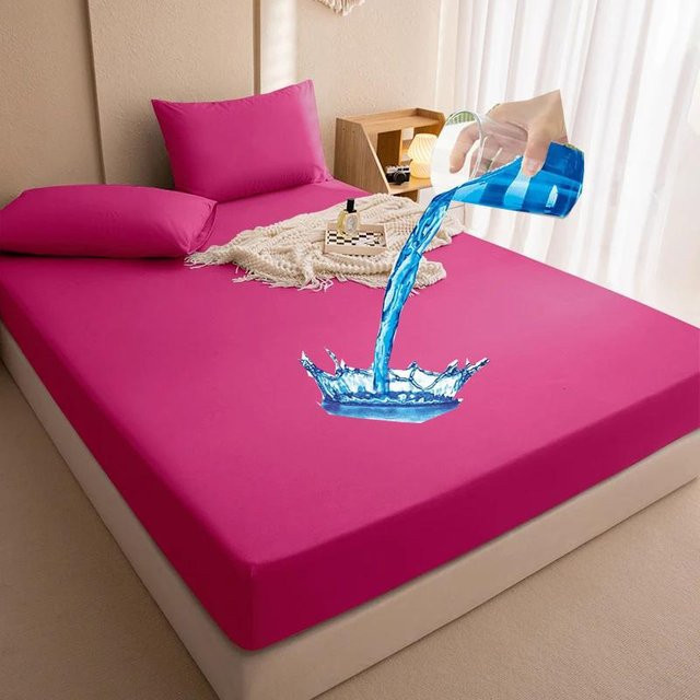 Wasserdichter Matratzenschoner KISS Textile mit Milbenschutz und PU-Membran, Pink, B/T/H: 140 x 200 x 30 cm - Bild 1