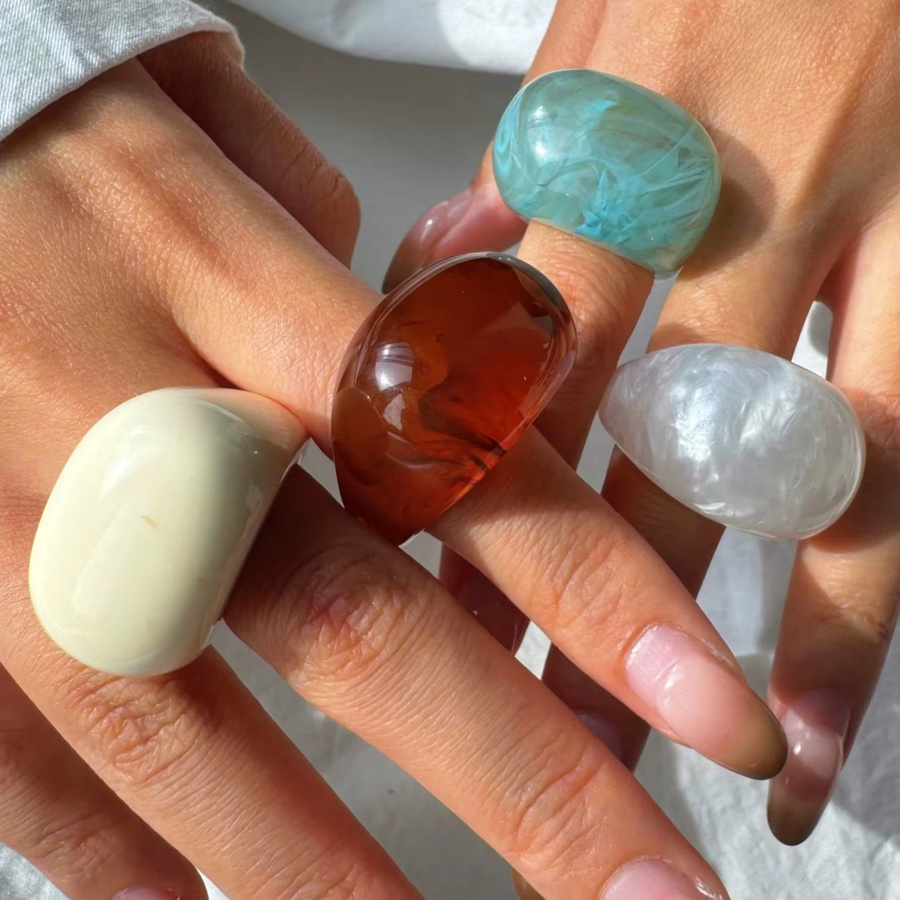 HuanZhi Ring-Set 4-teilig, Kunstharz, Bunt, Damen - Bild 2
