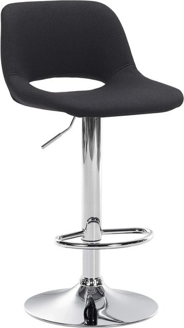 DELUKE Barhocker JAKSON Schwarz mit Lehne aus Kunstleder und Chrom-Gestell, Höhe: 110 cm, Breite: 46 cm, Tiefe: 42 cm - Bild 1
