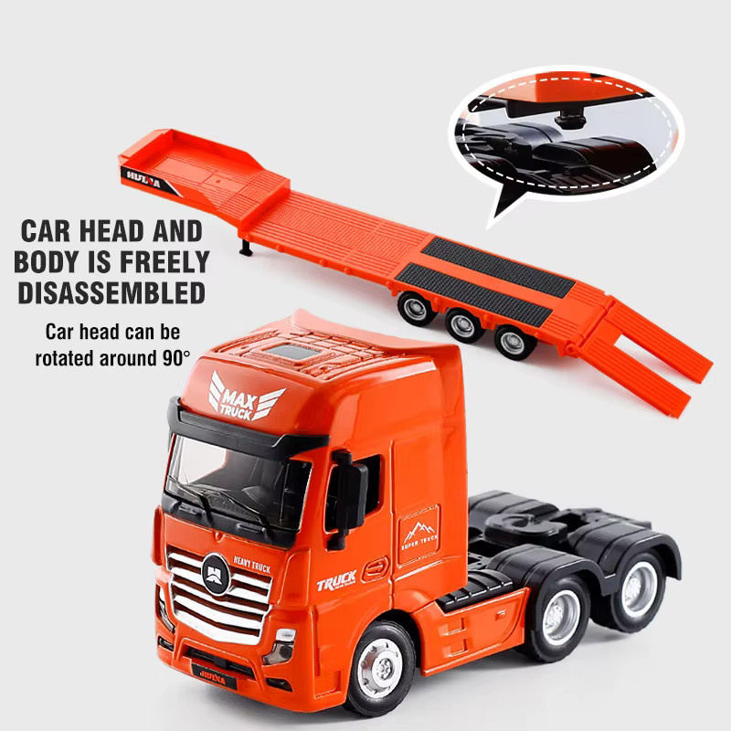 Huina Druckguss-LKW-Modellautoanhänger, Flachbett-Öltank, 1:50, Metall - Bild 1