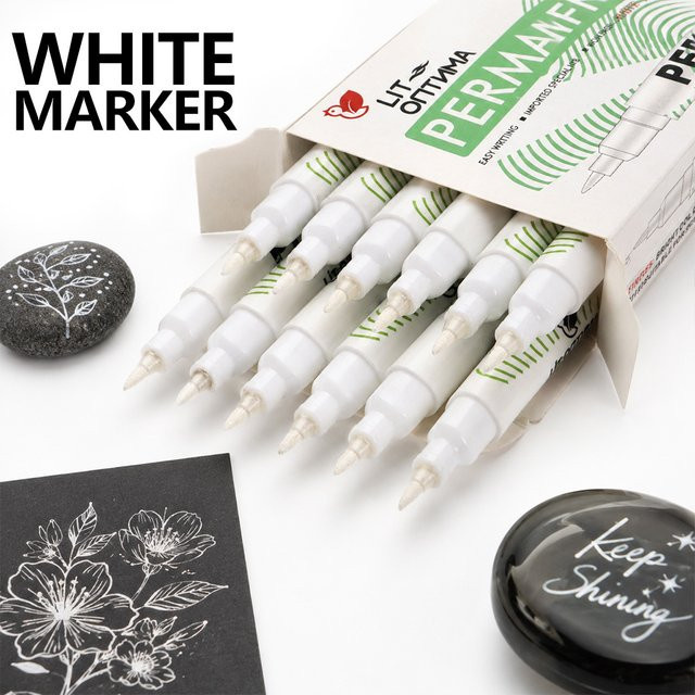 Weiße Ölfarben-Marker mit feiner 1mm Spitze, wasserfeste Permanent-Marker für Glas, Holz, Keramik und DIY-Bastelarbeiten - Bild 1