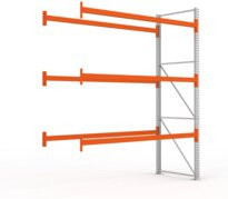 Meta Palettenregal Anbaumodul Multipal mit 4 Ebenen, verzinkt und rotorange, B/T/H: 330,0 x 278,5 x 110,0 cm, bis 500 kg belastbar inkl. Palette - Bild 1