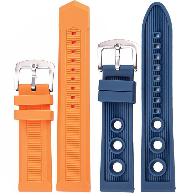 DUTRIEUX Uhrenarmband Silikon, 22 mm, Edelstahl, Schwarz-Orange, Unisex - Bild 1