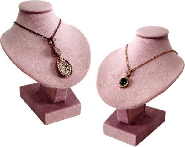 Schmuckständer von TREACHI aus rosa Samt für Halsketten und Anhänger, Höhe: 12 cm - Bild 1