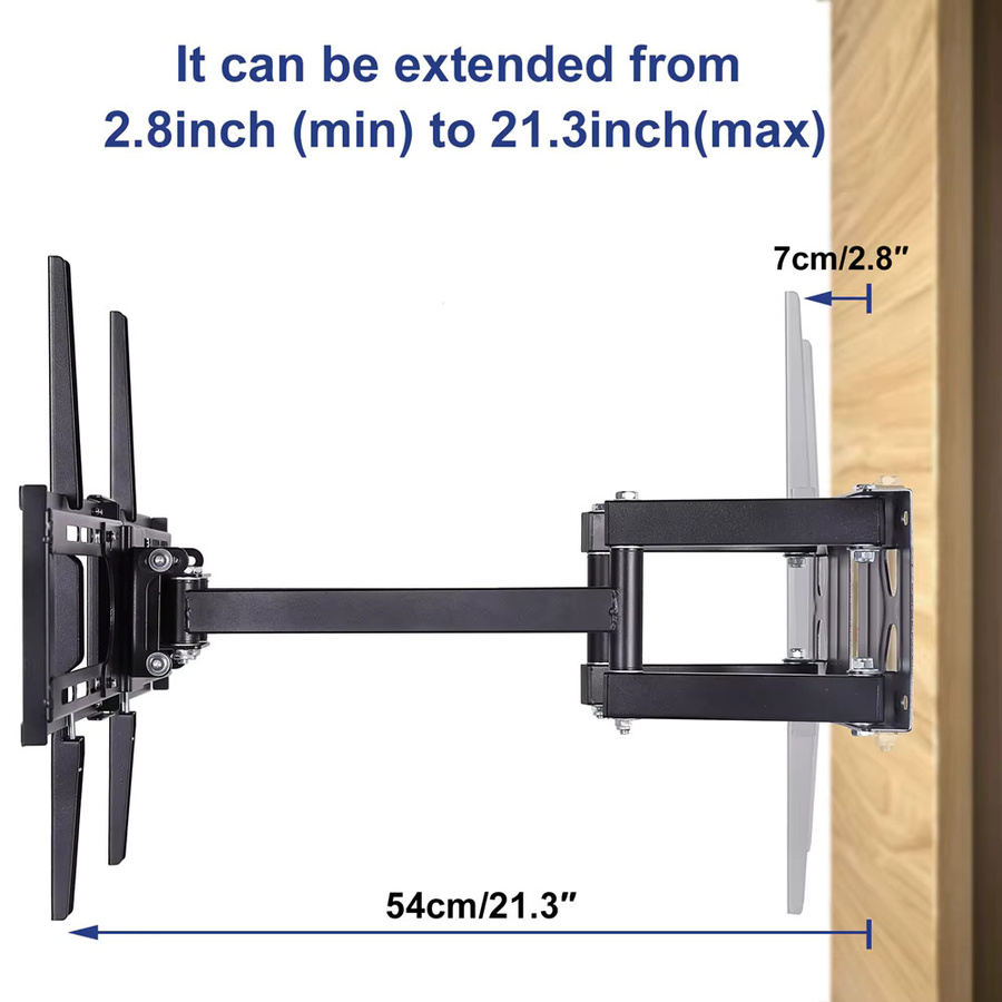 Unho Eck-TV-Halterung in Schwarz, neig- und schwenkbare TV-Wandhalterung mit Gelenkarm für 32-65 Zoll LCD-Fernseher - Bild 3