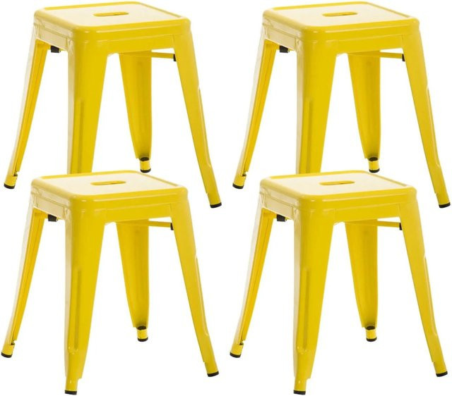 CLP 4er Set Hocker Armin Gelb stapelbar aus Metall - Bild 1