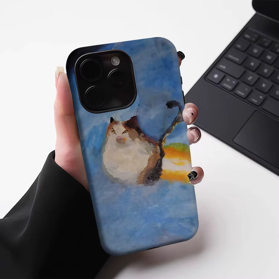 Magnetische Handyhülle mit abstraktem Ölgemälde Katze für iPhone 17 16 15 14 13 Pro Max Plus von Potdemiel in Multicolour - Bild 5