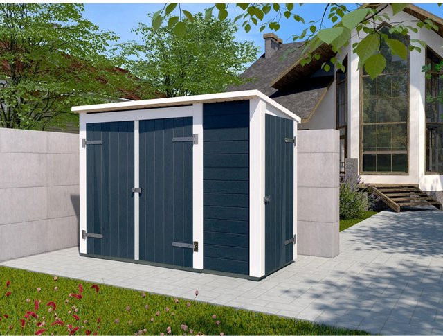 WEKA Gartenschrank Multibox aus Holz mit Regalsystem und Doppeltür, Anthrazit-Grau-Weiß, B/H/T: 215 x 152 x 95 cm - Bild 1
