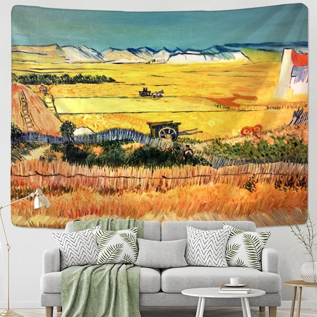 Wandteppich Super Six mit Van Gogh Motiv Sternennacht, dekorativer Wandbehang aus Textil, Mehrfarbig, B: 200 cm, H: 150 cm - Bild 1