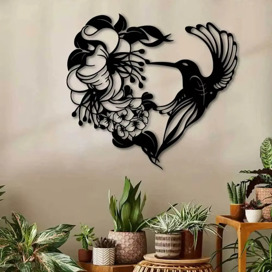 CIFBUY Metall-Wandkunst Eisenvogel-Skulptur in Schwarz als böhmischer Gartenhaken für Wohnzimmer, Terrasse und Balkon - Bild 3