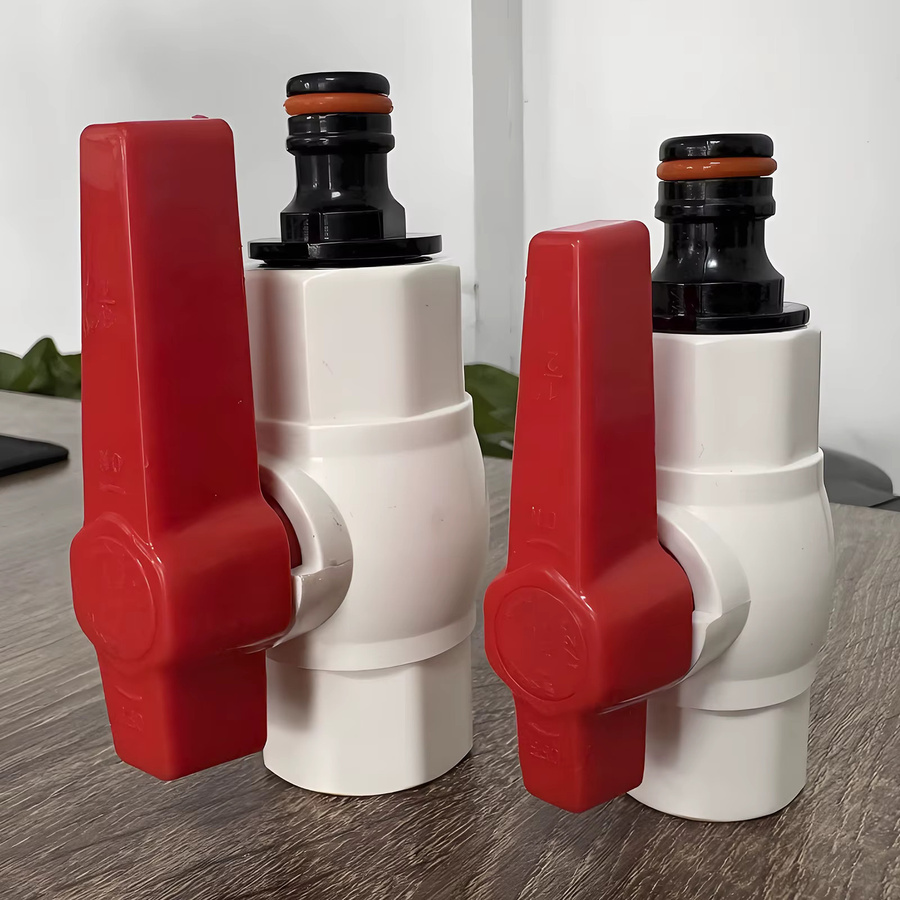 Gartenbewässerungs-Verbindungsset aus weißem PVC mit Kugelhahn und Nippel, Innengewinde G3/4'' und 1/2'' - Bild 3
