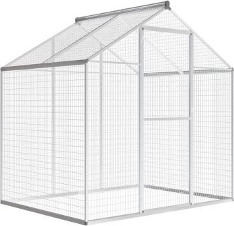 VidaXL Außenvoliere aus Metall in Silber, B/T/H: 178 x 122 x 194 cm - Bild 1