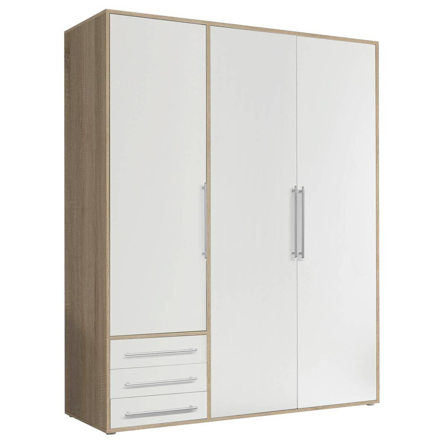 Kleiderschrank Lyss von POCO in Eiche Sonoma Nachbildung und Weiß mit Türen und Schubladen, B/H/T: 155 x 194 x 58 cm - Bild 2