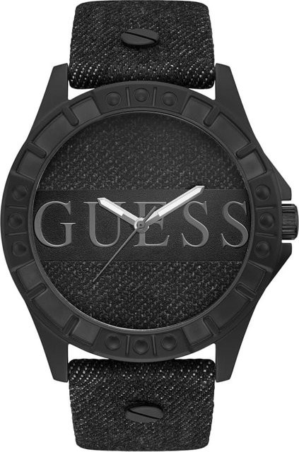 Guess Herrenuhr, Quarz, Edelstahl, 52 mm, Leder, Grau, Schwarz - Bild 1