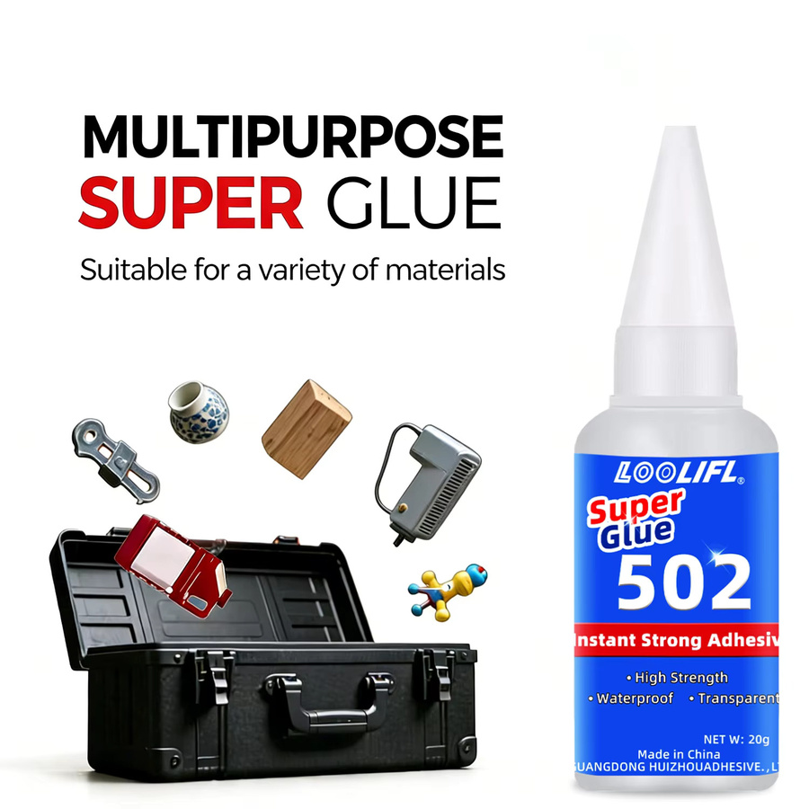 LOOLIFL 502 Superkleber Cyanacrylat-Schnellkleber mit präzisen Applikatordüsen für Metall, Kunststoff und Bastelarbeiten - Bild 2