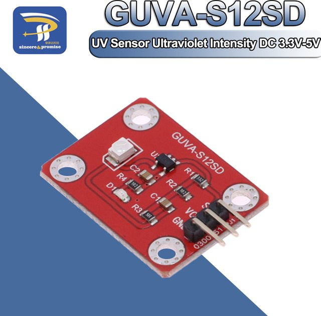GUVA-S12SD UV-Sensor Modul 240–370 nm für Arduino und Raspberry Pi, Farbe: Rot - Bild 1