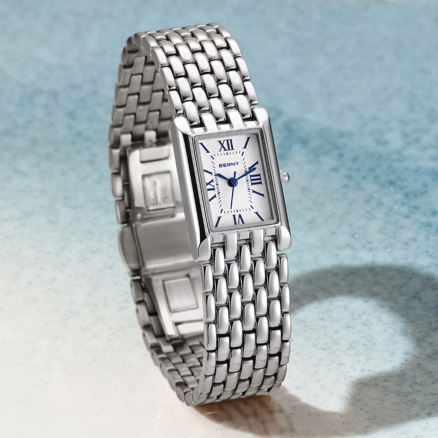 BERNY Armbanduhr, Edelstahl, Quarz, rechteckig, Silber, Damen - Bild 3