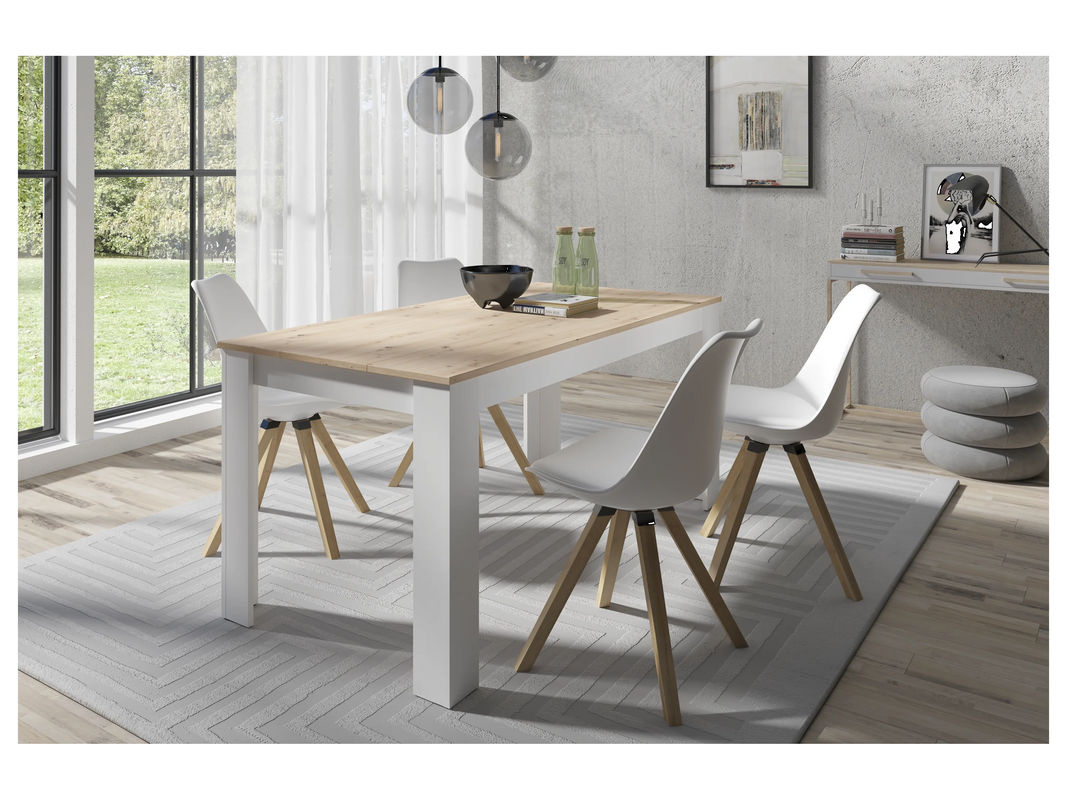 byLIVING Tischgruppe KIRA mit Tisch und 4 Stühlen in Weiß und Eiche, B/T/H: 160 x 90 x 75 cm - Bild 2