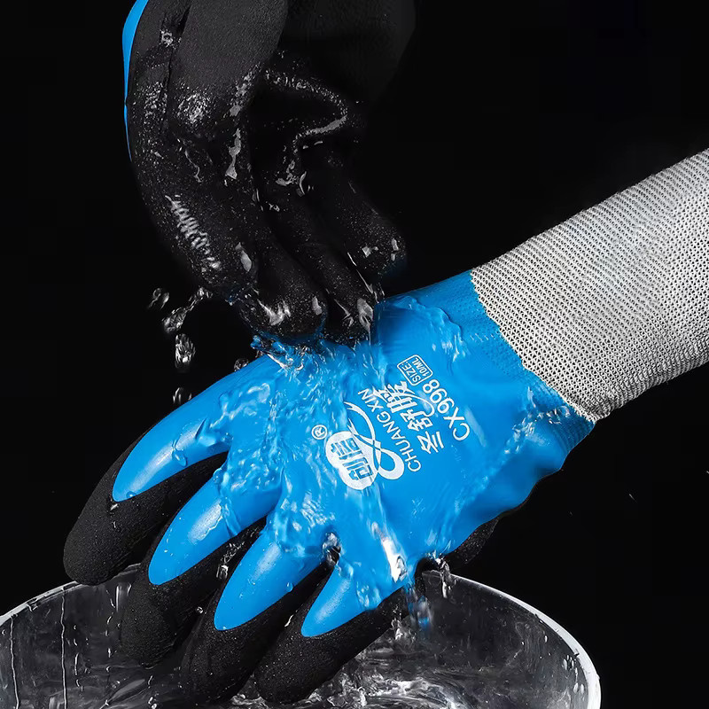 Winddichte Thermohandschuhe aus Baumwolle für Outdoor-Sport und Kältearbeit in Blau, Größe L - Bild 2