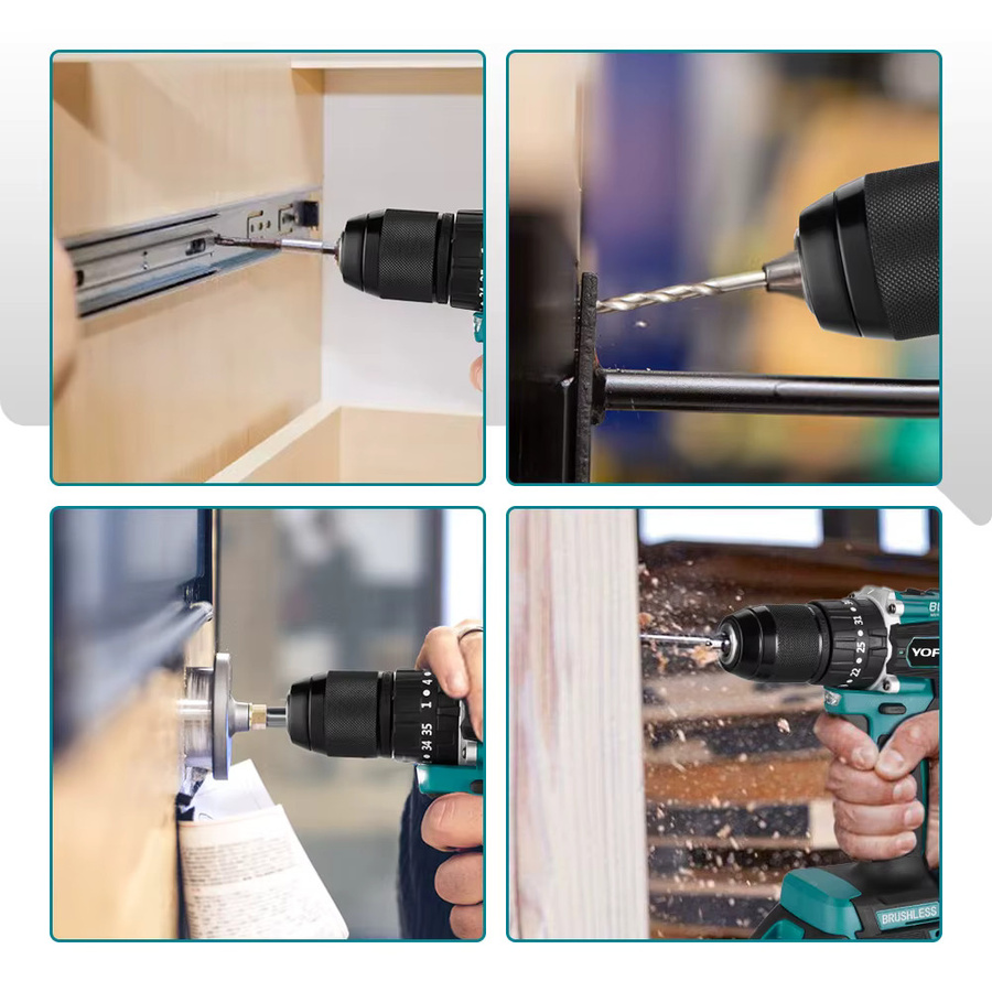 YOFIDRA Bürstenlose elektrische Schlagbohrmaschine mit 35+3 Drehmomentstufen, kompatibel mit Makita LXT Akkus, Akkubohrschrauber für Holzbearbeitung - Bild 2