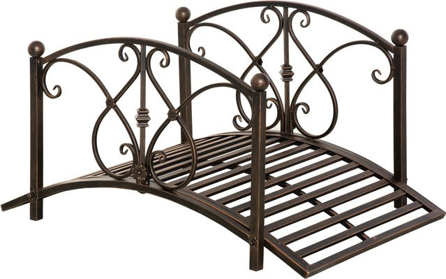 Outsunny Vintage Gartenbrücke aus Metall mit floralen Elementen in Bronze, B/T/H: 99 x 68 x 53 cm - Bild 1
