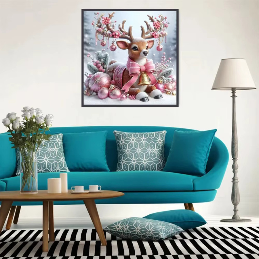 Huacan DIY Diamantmalerei Hirsch in Winterlandschaft mit quadratischen Steinen als Weihnachtsdeko und Geschenk - Bild 3