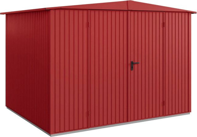Hörmann Gerätehaus Trend Typ 3 mit Satteldach und Doppeltür in Purpurrot - Bild 1