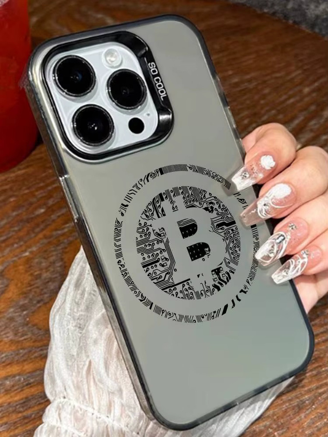 BTC Bitcoin Handyhülle Aurora Laser stoßfest für iPhone 16 15 14 13 12 11 Pro Max Plus mehrfarbig - Bild 4