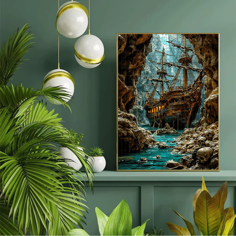 AZNM Piraten Piratenschiff, Höhle, Totenkopf und Schatz, DIY Brain Teaser - Bild 5
