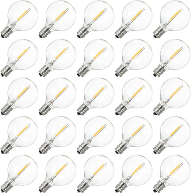 TOMTOP JMS Globe LED G40 Glühbirne 25er Pack, E12 Sockel, Warmweiß, Transparent, IP44 wasserbeständig für Außenbereich und Innenbereich - Bild 1