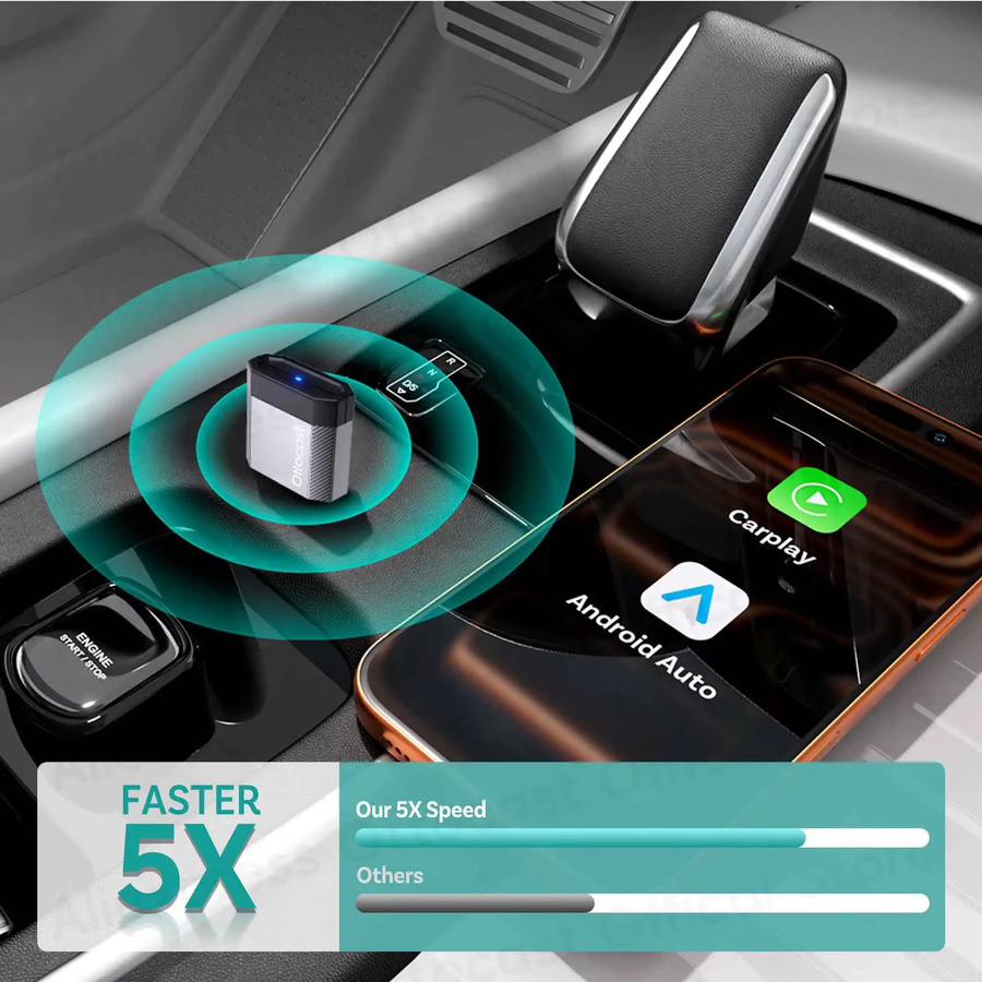 Ottocast Mini Nova Kabelloser Adapter für CarPlay und Android Auto mit Bluetooth, Wi-Fi und USB Dongle Cube 3.0 - Bild 5