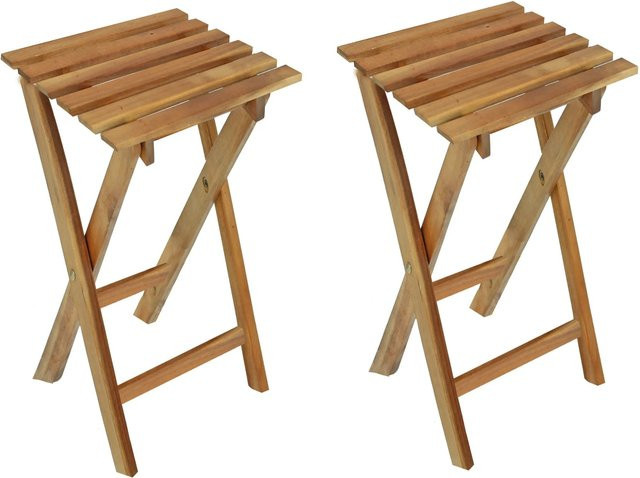 Garden Pleasure Hocker YAKIMA aus Holz klappbar Braun 2er Set - Bild 1