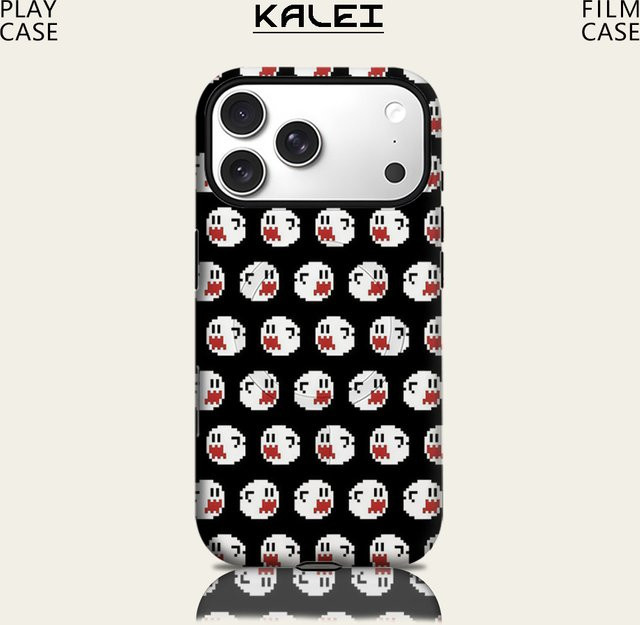 Potdemiel Pixel Ghost Faces Handyhülle für iPhone 17 16 15 14 13 Pro Max Plus mit magnetischer Einzel- und Doppelschicht robusten Schutz - Bild 1