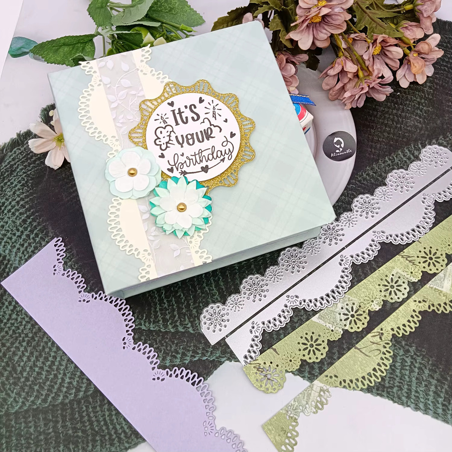 Alinacutle Slimline Spitzenborte aus Metall in Silber für Scrapbooking und DIY-Bastelarbeiten - Bild 3