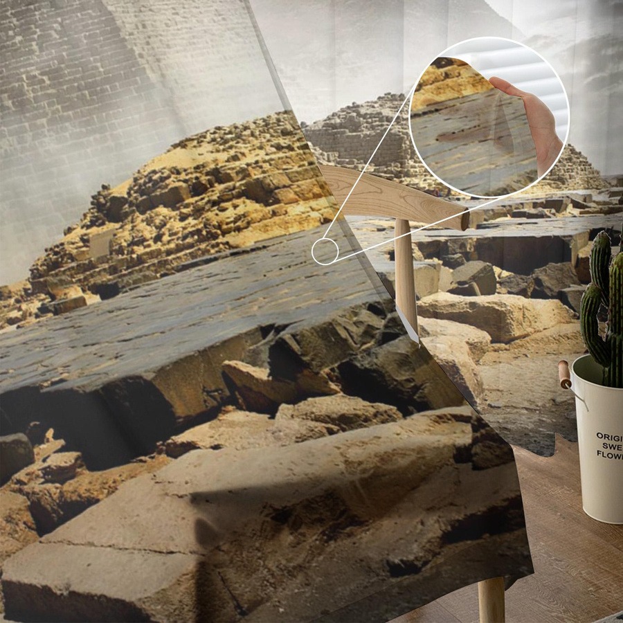 Transparente Ägypten Pyramide Vorhänge aus Tüll, Voile und Organza für Wohnzimmer und Küche, Farbe: Transparent, Breite: 135 cm, Höhe: 115 cm - Bild 3