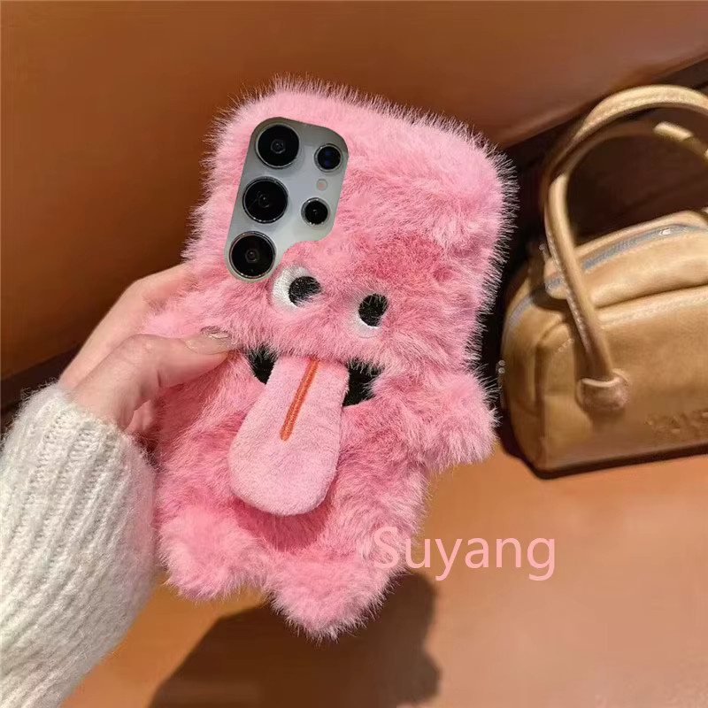 Lustige 3D Plüsch Handyhülle mit magnetischer Zunge für Xiaomi Redmi Note Serie in Pink - Bild 3