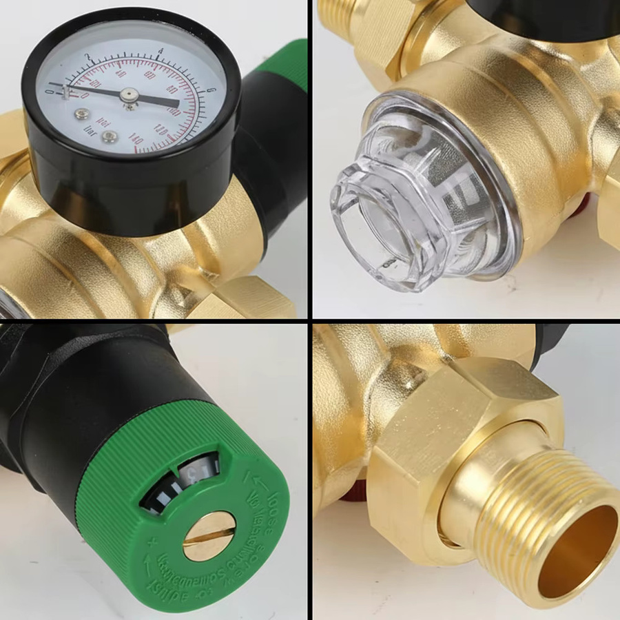Wasserdruckminderer DN25 aus Messing in Gold mit Manometer und Siebfilter, 3/4 Zoll - Bild 5