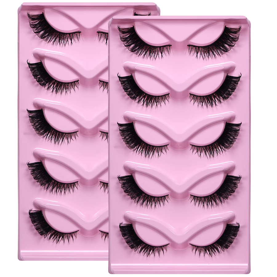 JIEFUXIN Katzenaugenwimpern Wispy Fake Lashes, 10 Paar - Bild 5