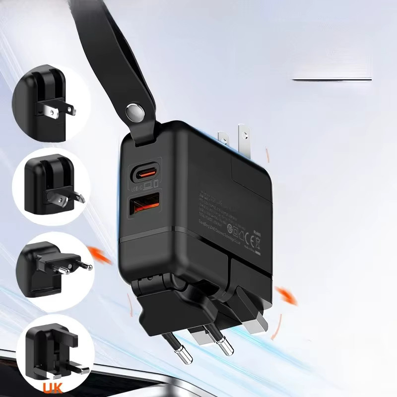 LDNIO 65W USB-C Schnellladegerät Universal-Reiseadapter mit US EU UK Stecker in Schwarz - Bild 1