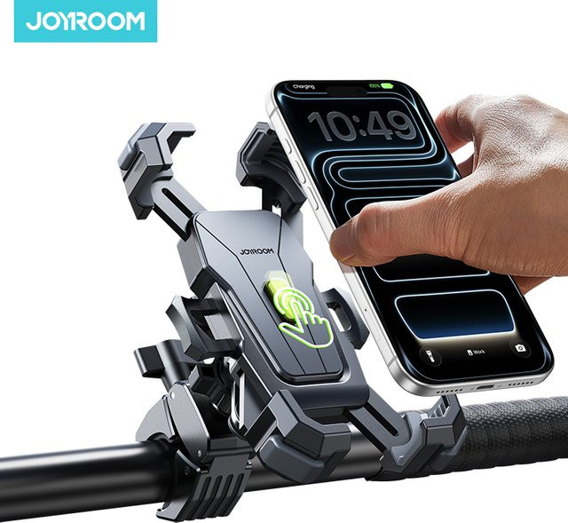 Joyroom Handyhalterung für Motorrad und Fahrrad, universelle ultra-stabile Fahrrad-Handyhalterung mit Stoßdämpfung, Schwarz - Bild 1