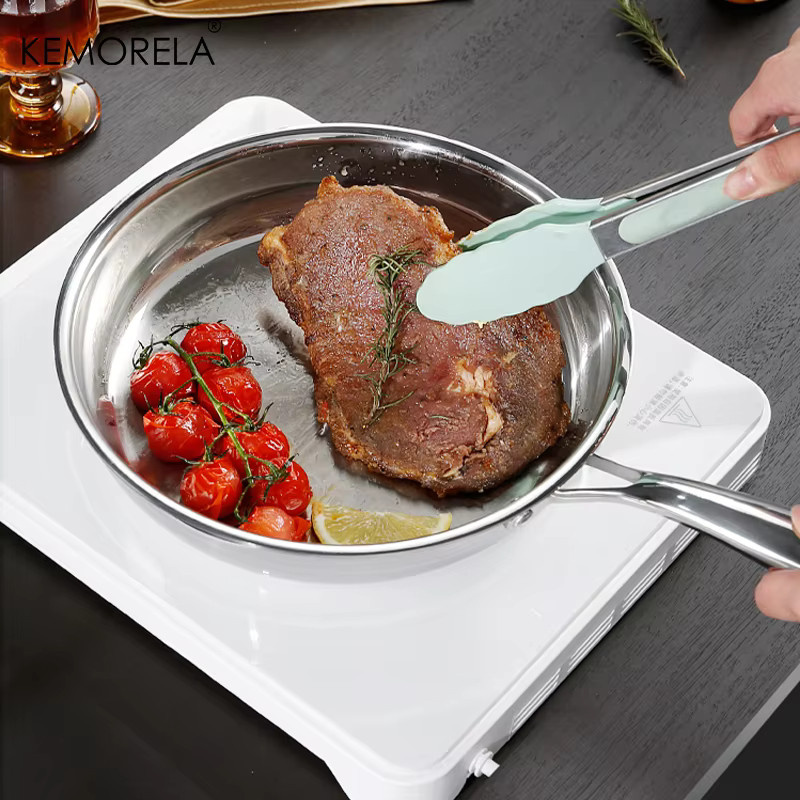 KEMORELA Bratpfanne aus Edelstahl 304, unbeschichtet, dreischichtig, Silber - Bild 3