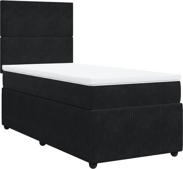 vidaXL Boxspringbett mit Matratze Schwarz Samt B/T: 80 x 200 cm - Bild 1