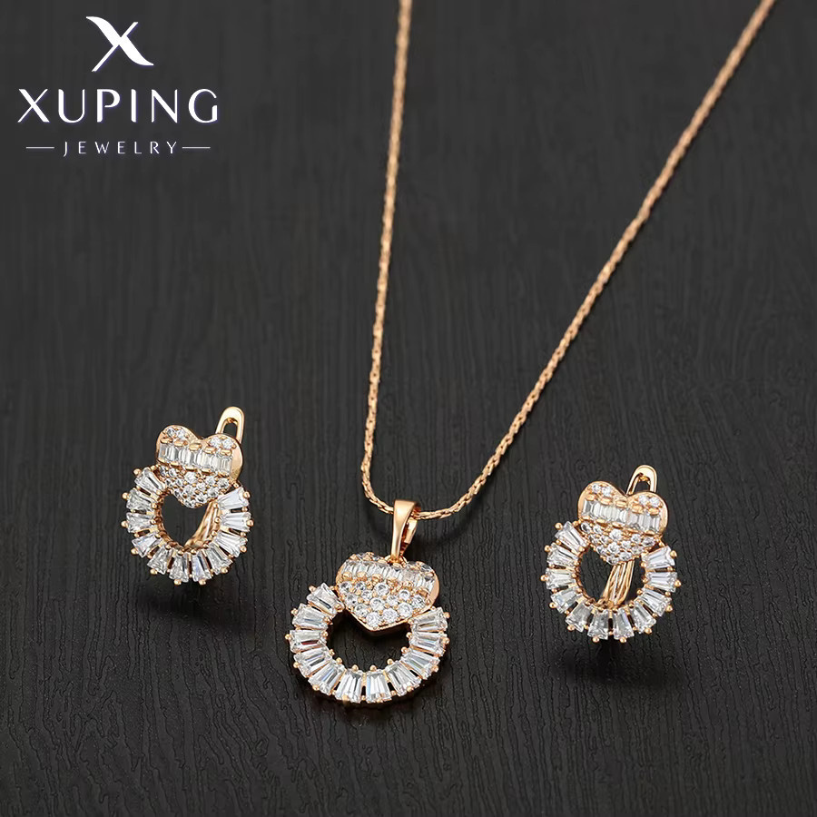 Xuping Schmuck-Set, Herz, Creolen, Ohrringe, Anhänger, Halskette, Roségold, Zirkonia, Damen - Bild 2