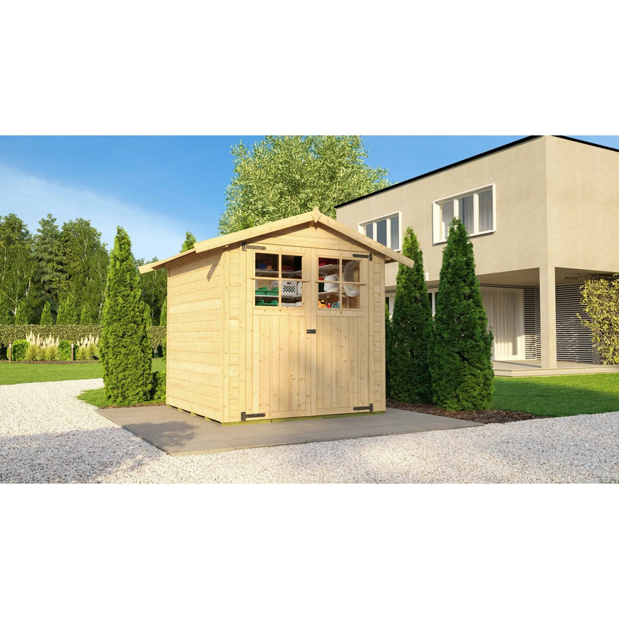 Weka Holz-Gartenhaus Parma mit Satteldach in Braun, B/T/H: 221 x 198 x 198 cm - Bild 2